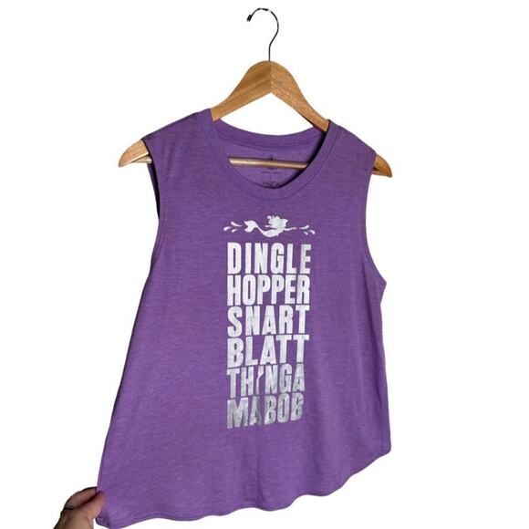 Disney Tank Top Little Mermaid Purple Dingle Hopper Snart Blat Silver Back Knot - Picture 2 of 7